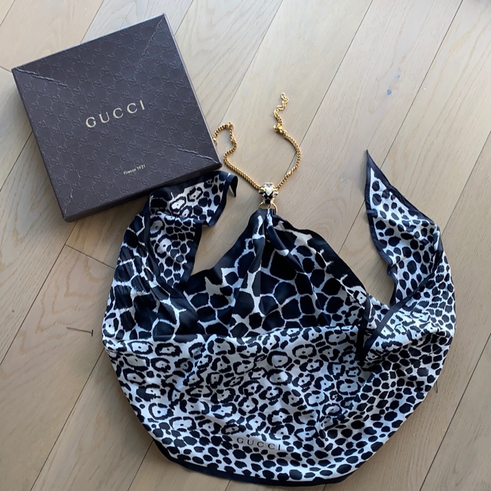 Gucci silk embellished scarf top NWOT